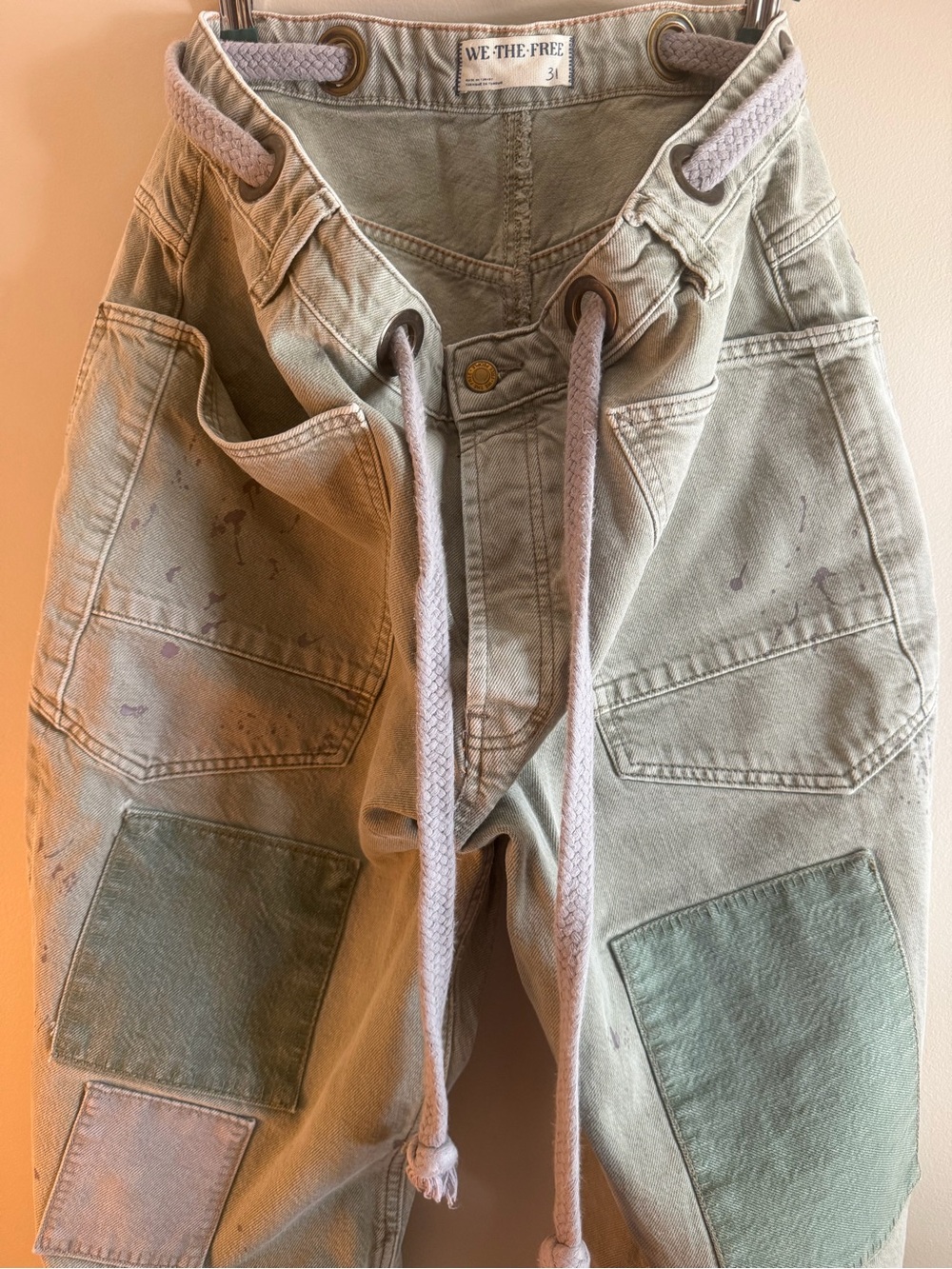 Free People We The Free Patchwork Carpenter Utility Jeans | Size 31 | EUC - Picture 2 of 5